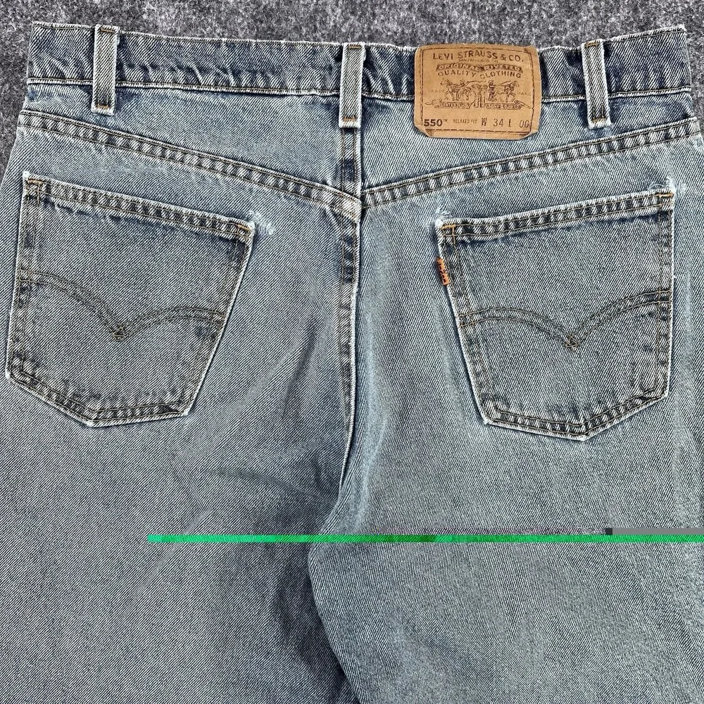 Vintage 90s Levi's 550 Size 34 Relaxed Fit Denim Blue Jeans Orange Tab Shorts